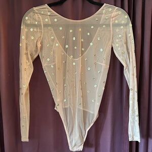 Victoria's Secret Sheer Bodysuit with Gold Dots